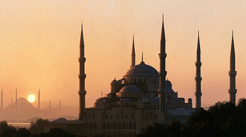 Blue Mosque, Istanbul, Turkey – abstract panorama