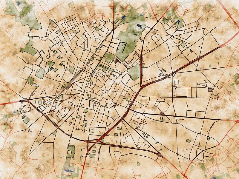 Map of Sint-Truiden with the style 'Serene Summer' by Maporia