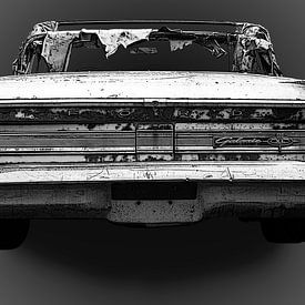 Ford Galaxy 500 Convertible - in black and white - on gray 2 by Ton van Waard - Pro-Moois