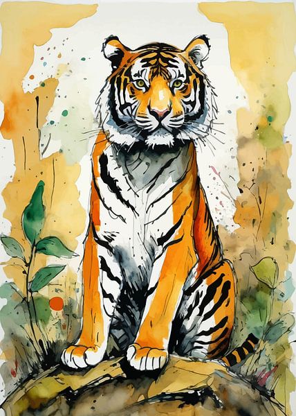 Tiger Aquarell von MIROKKU