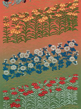 Motif d'éventail de fleurs japonaises, G.A. Audsley