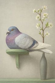 Still life in Rijksmuseum style with dove by Kleurenrijk