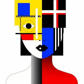 Primaire visie - Bauhaus abstract portret van achraf Ramadhan