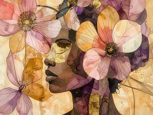 BoHo Chic Porträt einer Frau mit Blumen