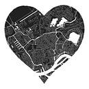 Rotterdam Noord | Stadskaart in een hart | Zwartwit van WereldkaartenShop thumbnail