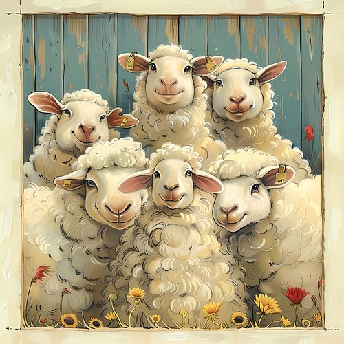 Humoristische illustratie van huisdieren. Schapen