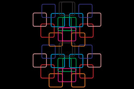 Neon Geometric Rounded Squares Abstract Wall Art by mei suseno