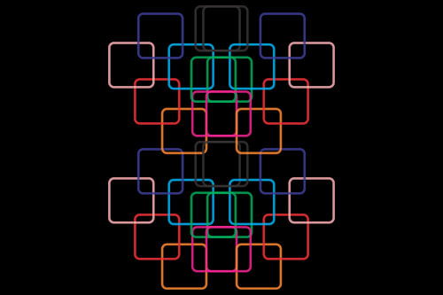 Neon Geometric Rounded Squares Abstract Wall Art