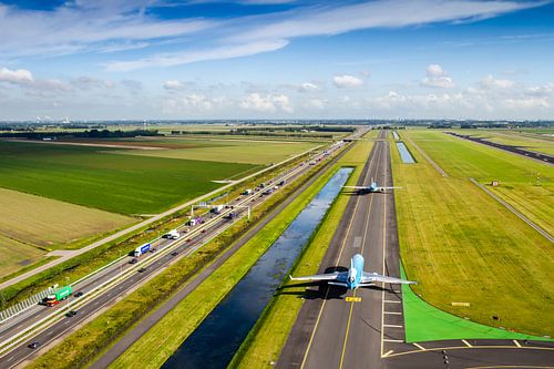 KLM aircraft on their way to the runway