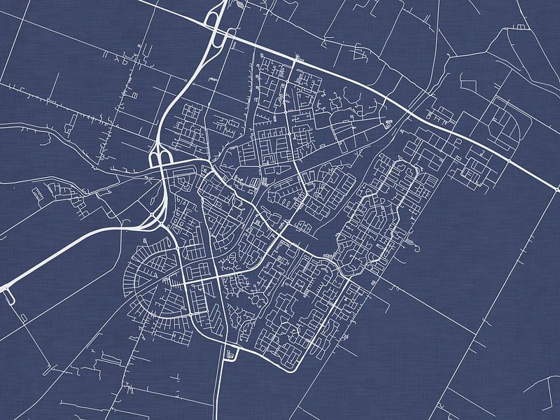 Map of Purmerend in Royal Blue by De Kaartenwinkel