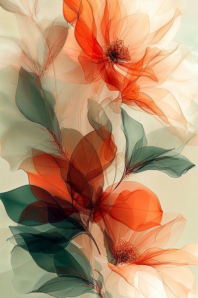 Transparenz in Coral & Green Nr. 3 von Studio BB