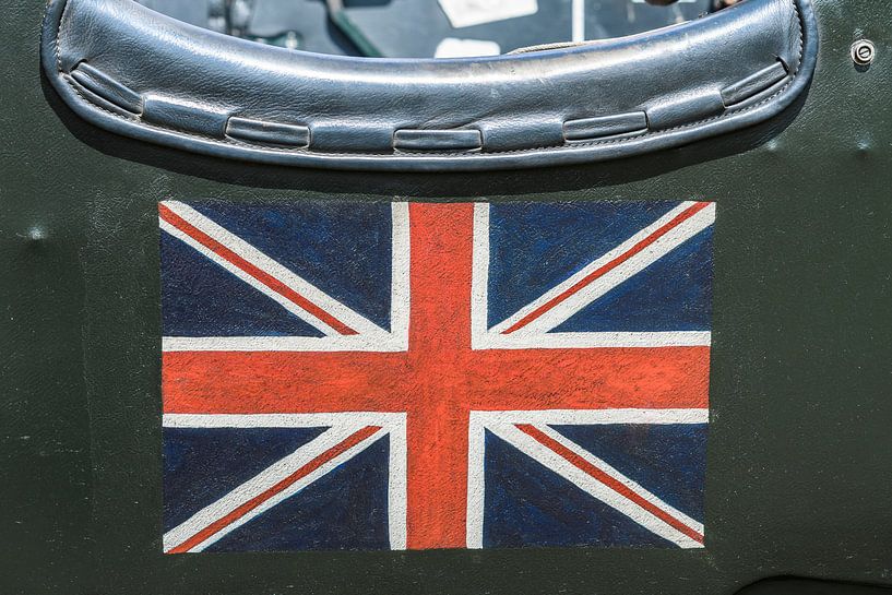 Britse Union Jack vlag op de zijkant van een vintage Bentley uit de jaren dertig van Sjoerd van der Wal Fotografie