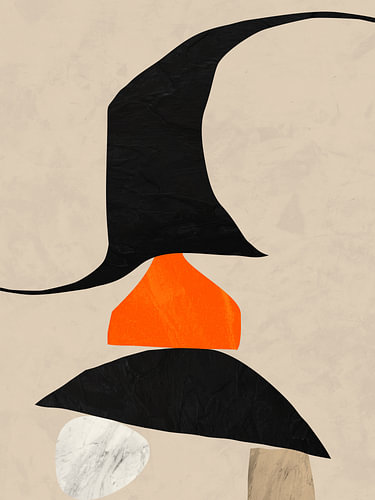 Abstract, organic-geometric modern art in earth tones