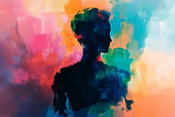 Colourful silhouette portrait in abstract by Poster Art Shop