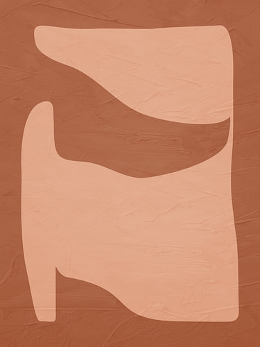 Abstract, geometric, minimalist art featuring organic forms in earth tones