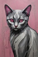 Rosa Augen Silber Katze gegen rosa Hintergrund