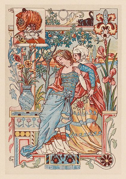 Schlummernde Frau in den Armen ihrer Dienerin von Eugène Grasset von Peter Balan