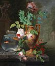 Stillleben mit Blumen in einer Vase und Goldfischglas, Jean Baptiste Berré von Meesterlijcke Meesters Miniaturansicht