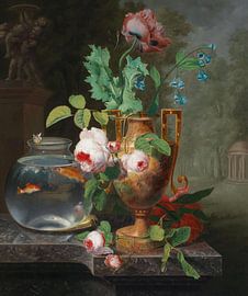 Still Life With Flowers In A Vase And Goldfish Bowl, Jean Baptiste Berré