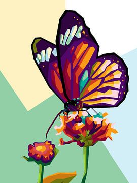 Vlinder in WPAP ART van miru arts