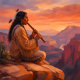 Flötenspieler im Canyon von Johannas Art Creations