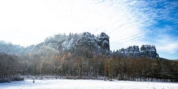 Betoverend winterlandschap in het Elbezandsteengebergte van Holger Spieker