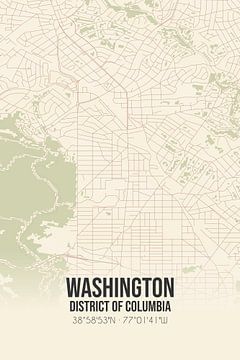 Vintage map of Washington (District of Columbia), USA. by Rezona