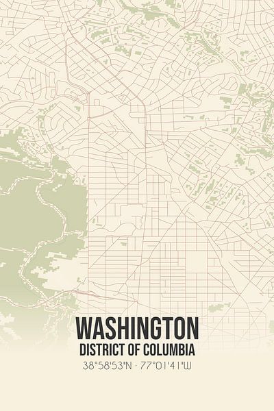 Carte ancienne de Washington (District de Columbia), Etats-Unis. par Affiches de lieux