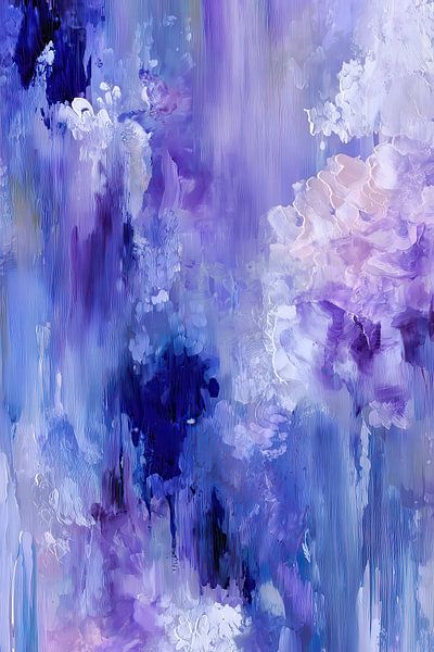 Paars lila abstract schilderij – Diepe luxe textuur van Joriali Abstract