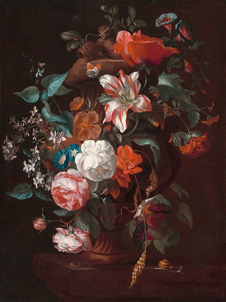 Fleurs dans un vase, Philip van Kouwenbergh par Des maîtres magistraux