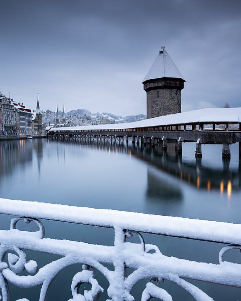 Winter in Lucerne – View of the Chapel Bridge by José IJedema