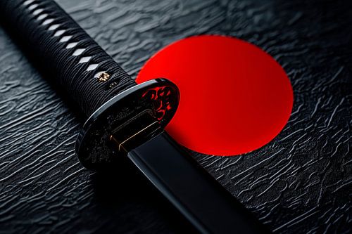 Japanse katana en vlag - elegantie