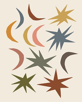 Sterne und Mond in warmen Nachtfarben