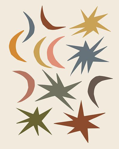 Stars and moon in warm, nocturnal hues