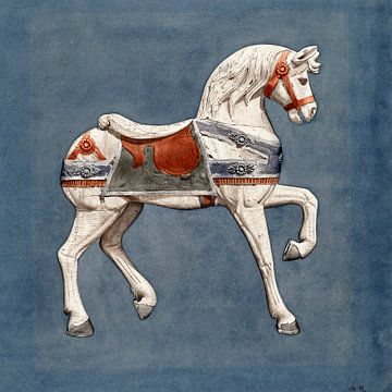 Vintage Carousel Horse. Watercolor painting (1935–1942) by Henry Murphy. by Dina Dankers