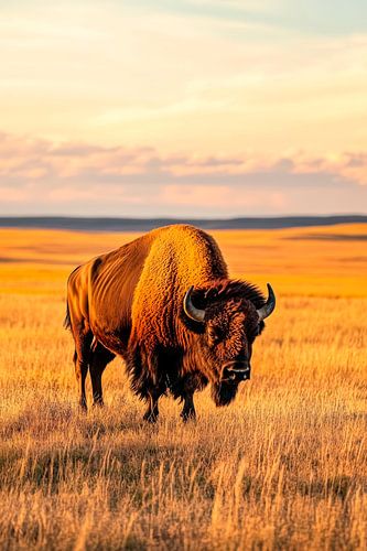 Bizons in de steppe