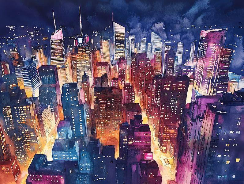 Stadt bei Nacht von Littlewhitecat