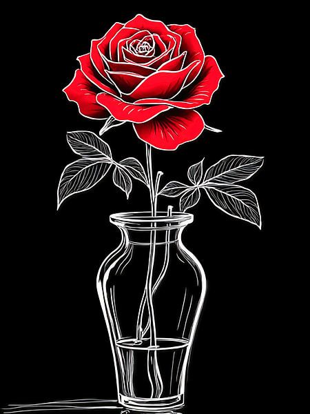 Illustration einer roten Rose von The Photo Artist