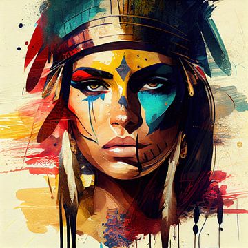 Powerful Egyptian Warrior Woman #1 van Chromatic Fusion Studio