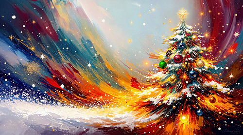 Weihnachtsbaum im Farbenspiel der Nacht