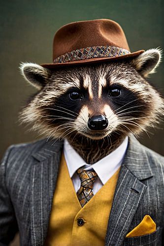 Raton laveur stylé avec chapeau
