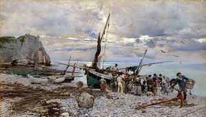 Giovanni Boldini - Rückkehr der Fischerboote, Étretat (1879)