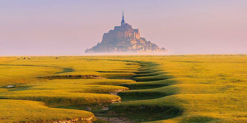 Panorama and sunrise at Mont Saint-Michel in Normandy by Henk Meijer Photography
