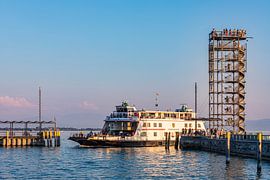 Ferry and Moleturm in Friedrichshafen on Lake Constance by Werner Dieterich