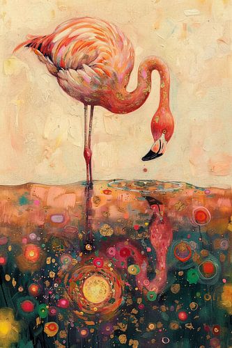 Flamingo's Kleurrijke Spiegelbeeld