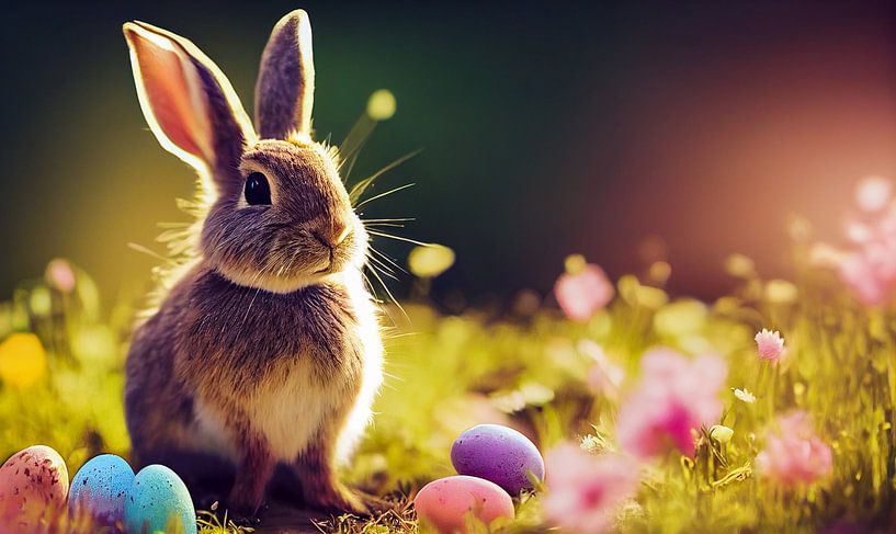 Süßer Osterhase einer Frühlingswiese Illustration 03 von Animaflora PicsStock