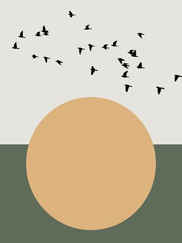 Vrijheid – Abstracte Vogelkunst bij Zonsondergang | Rustige Natuurkunst