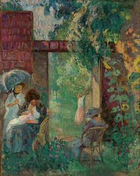 Frauen und Kinder in einem Garten im Sommer (1912) von Peter Balan