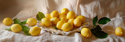 Fresh lemons on a tray