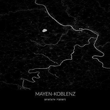 Schwarz-weiße Karte von Mayen-Koblenz, Rheinland-Pfalz, Deutschland. von Rezona